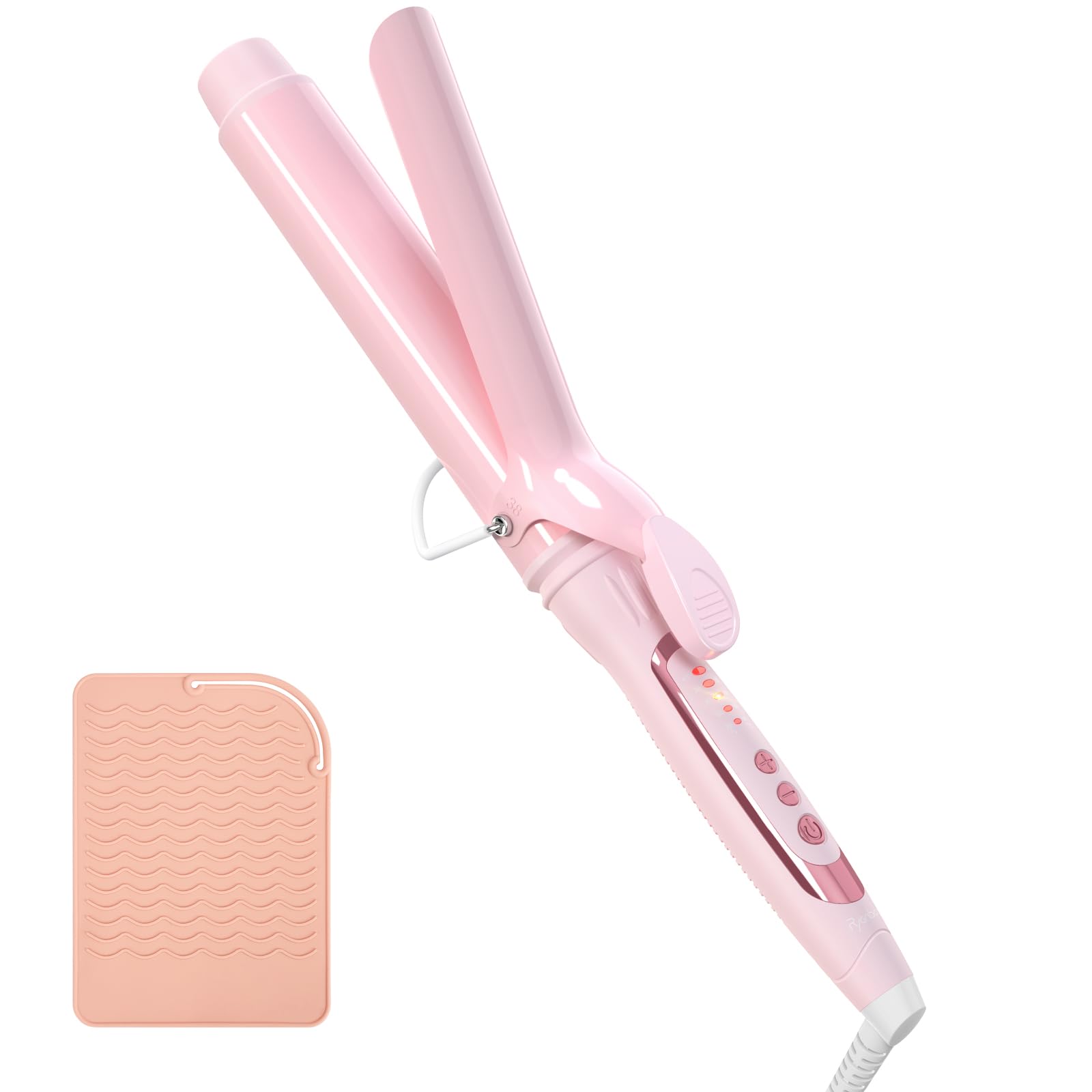 Photo 1 of Ryanboo 1.50 Inch Curling Iron, 5 Temperature Settings, Professional Spring Hair Iron for All Hair Types, Max 430? with Heat Resistant Mat (1 1/2 Inch Pink)