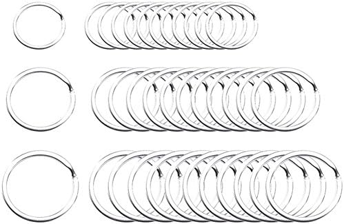 Heirtronic 36 Pieces Silver Metal Flat Split Key Rings for Home Car Keys Organization, 3/4 Inch, 1 Inch and 1.25 Inch(Assorted Sizes)