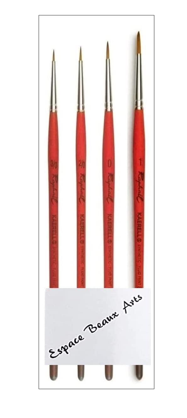 Raphael Kaerell Series 8394 Watercolour Brush Synthetic Bristles Set of 4 No. 3/0, 2/0, 0, 1 (Raphael France)