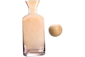 NUOBESTY Heat-Resistant Glass Cold Water Pitcher Amber Long Body and Wooden Ball, Fridge Water Dispenser for
