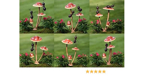 Zaer Ltd. Ants metálicos en Setas de Hongos para jardín/Maceta ...
