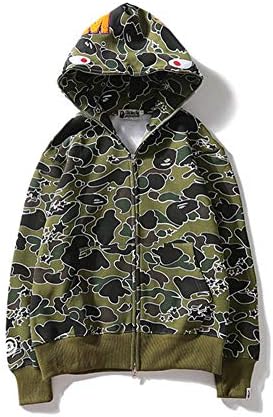 Shark Head BAPE Camouflage Hoodie Zipper Hooded Sweater White Side Marsh Camouflage