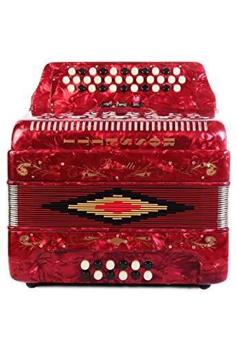 Rossetti 34 Button Accordion 12 Bass 3 Switches GCF Red