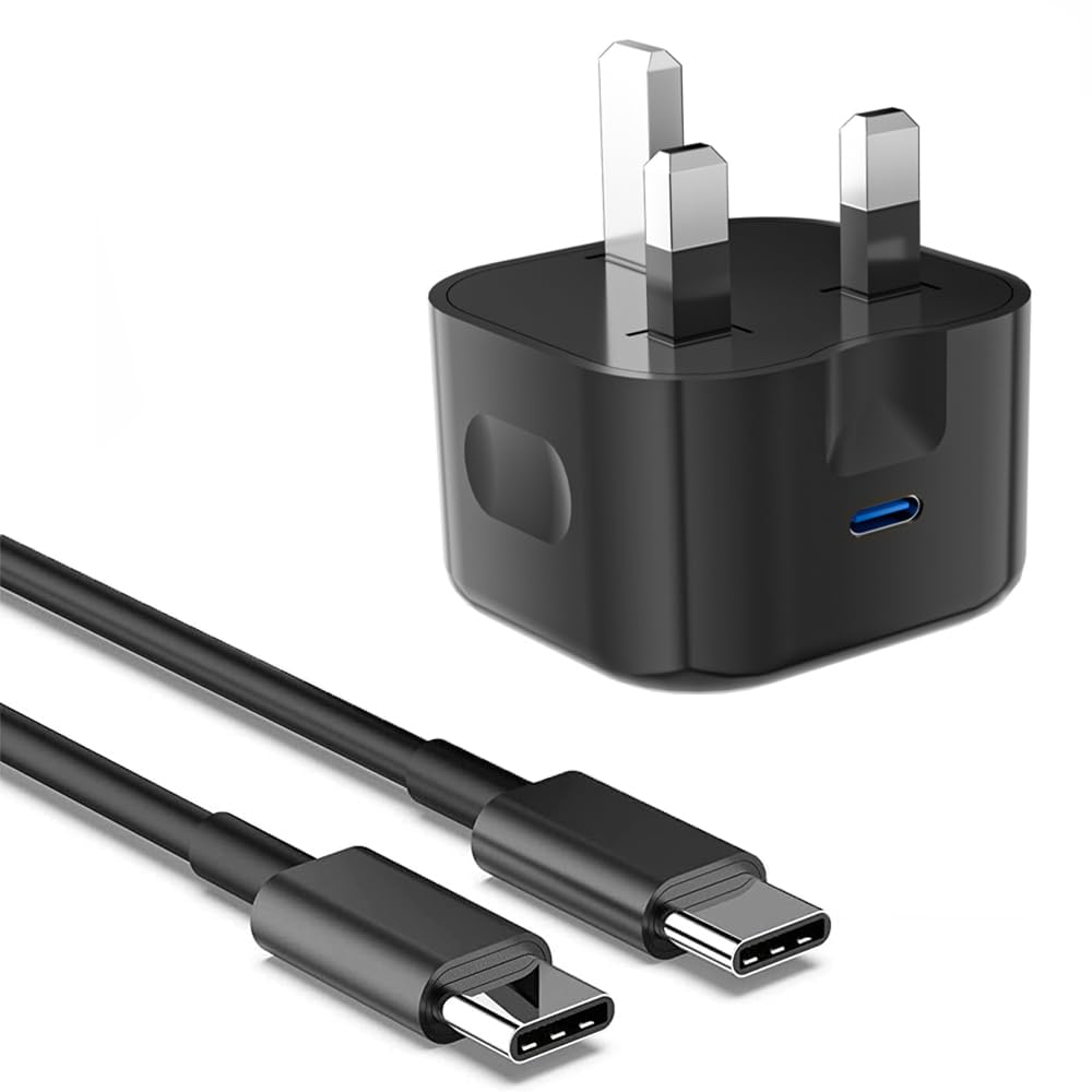 For Nokia G22/G42/XR21/G11/G21/G50/XR20/X20 Charger, Nokia G22/G42/XR21/G11/G21/G50/XR20/X20 Plug, 20W USB C Charger Plug With Type C Cable Fast PD Adapter Mains UK Charger Plug (Black)