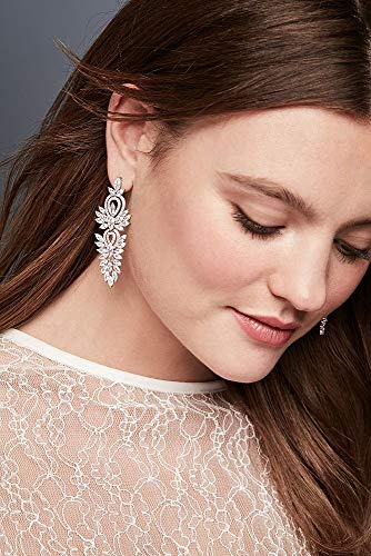 Marquise-Cut Crystal and Pattern Drop Earrings Style EG2324TKA, Silver