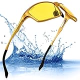 Men's HD Polarized Night Driving Glasses Anti Glare Soxick Night View Sports Sunglasses (Golden Frame 2, Polarized Yellow Lens)