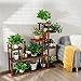 Giantex Flower Rack Wood Plant Stand Wood Shelves Bonsai Display Shelf Indoor Outdoor Yard Garden Patio Multifunctional Storage Rack Bookshelf W/Hollow-Out Rack (47.5’’Lx 10’’Wx 47.5’’H (7 Tier))