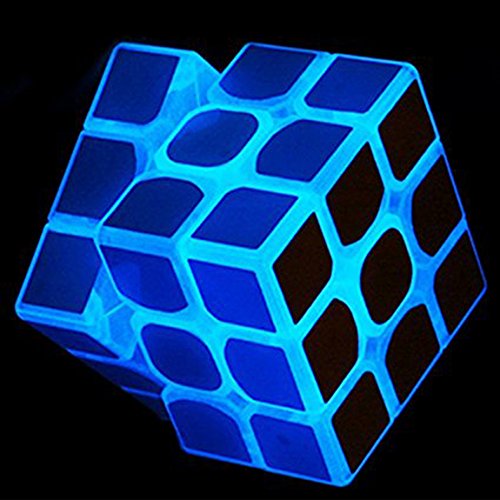 SHUYUE 3x3 Blue Fluorescent Speed Cube Glow In Dark Magic Speed Cube 3-D Brain Teasers IQ Puzzles For Kids and Adults