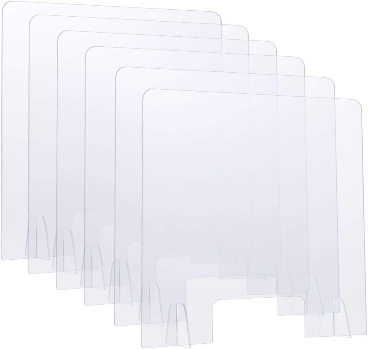 (6 Pack) Sumerflos Acrylic Sneeze Guard, 24" x 24" Clear Protective Plexiglass Shield Barrier with Transaction Window, for Counter, Cashier, Store, Office, Bank : Office Products