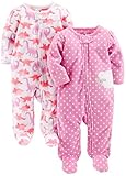 Simple Joys by Carter's Baby Girls' 2-Pack Fleece Footed Sleep and Play, Dino/Lambs, Preemie