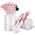 Makeup Brushes Set DUAIU 16PCS Marble Make up Brushes Foundation Eyeshadow Concealer Eyebrow Blush Face Mask Brush Set With Gift Box Make Up Tool（Pink)