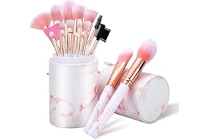 Makeup Brushes Set DUAIU 16PCS Marble Make up Brushes Foundation Eyeshadow Concealer Eyebrow Blush Face Mask Brush Set With Gift Box Make Up Tool（Pink)
