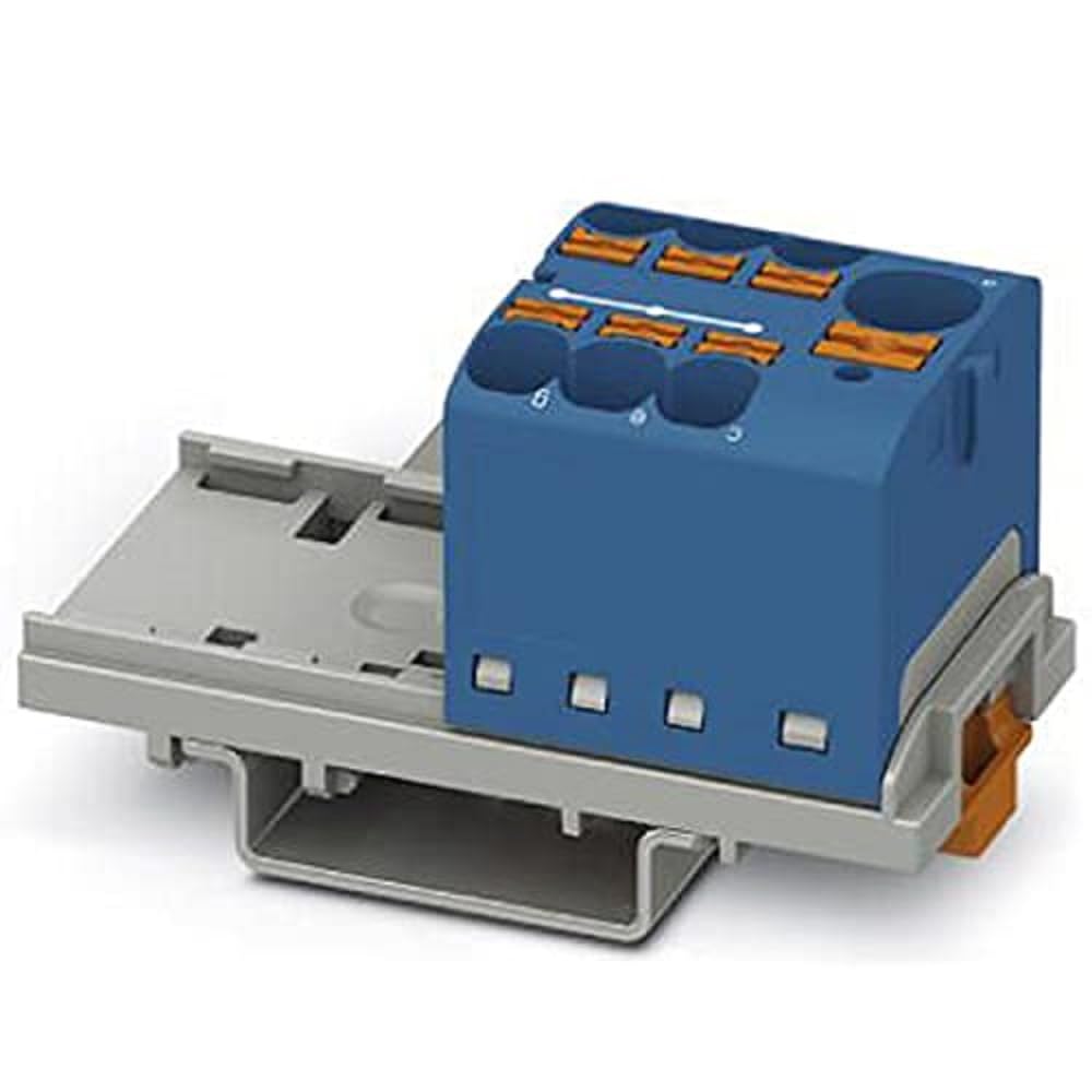 PHOENIX CONTACT PTFIX 10/6X4-NS35 BU Distribution block, 800 V, 63 A, number of connections 7, cross section 0.2 mm²-6 mm², AWG 24-10, width 28.6 mm, blue, 1 piece