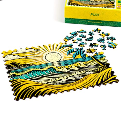 Quebra-Cabeça Pop Art Praia com Peças Temáticas de Madeira - Puzi