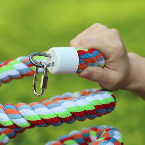 KINTOR Rope Bungee Perch Bird, 83inch Pure Natural Colorful Bead Cage Chewing Toys for Small Medium Parrot (83inch Length)