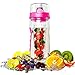 Sharpro 32 oz. Infuser Water Bottles - Featuring a Full Length Infusion Rod, Flip Top Lid, Dual Hand Grips (Hot Pink)