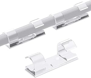 50 Pack Adhesive Cable Clips, Cable Organizer Cord Holder, Durable Strong Cable Wire Management for Car, Office and Home (Transparent)