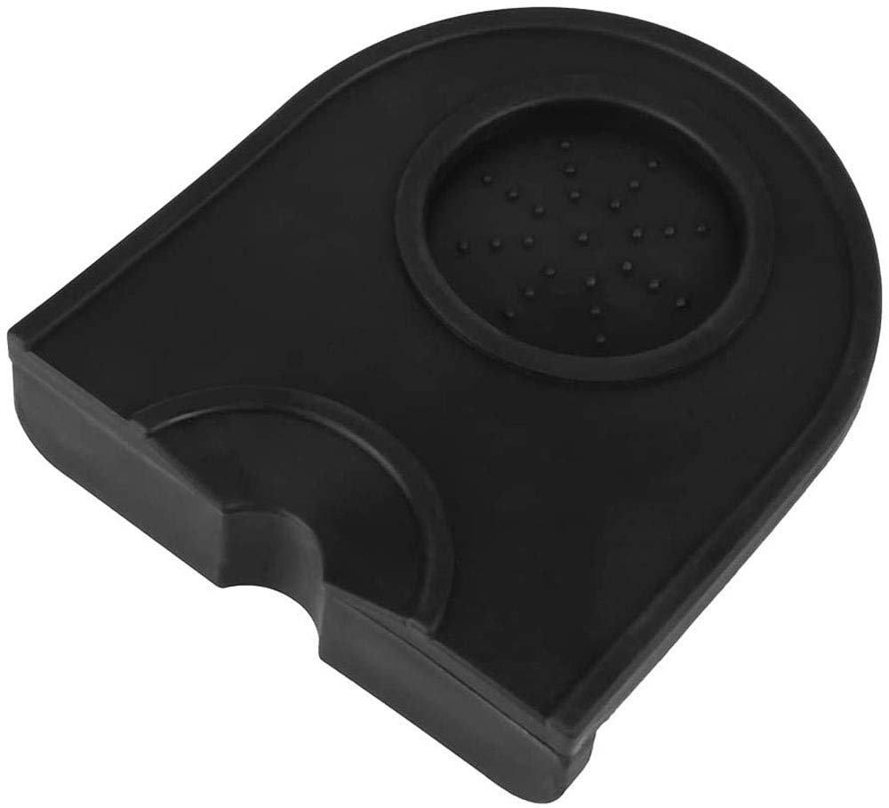 POEFT Coffee Tamping Mat, Espresso Silicone Tamper Mat Anti-Skid Multi-Function Corner Pad Holder - Black