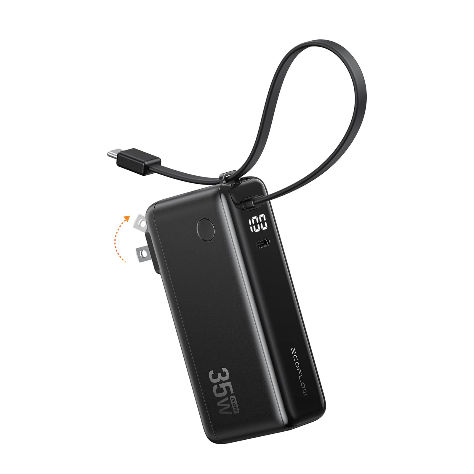 EcoFlow RAPID モバイルバッテリー 10000mAh 35W【最大35W出力/急速充電/モバイルバッテリー+折りたたみ式ACプラグ+USB-C