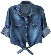Tie Front Denim Shirt Cardigan 