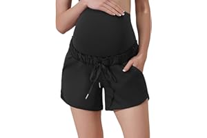 Maacie Maternity High Waist Shorts Drawstring Workout Shorts with Pockets