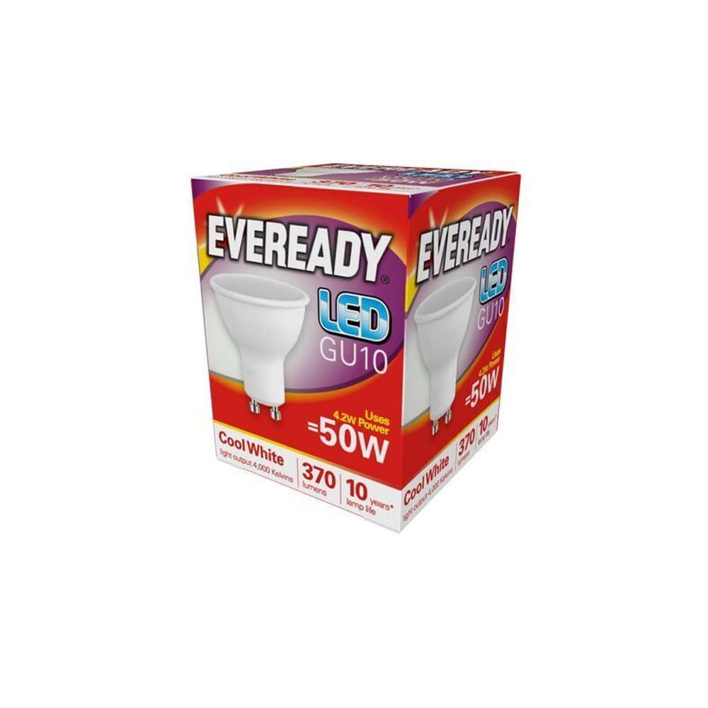 EVEREADY GU10 LED 5W = 50W Cool White 4000K 370LM …