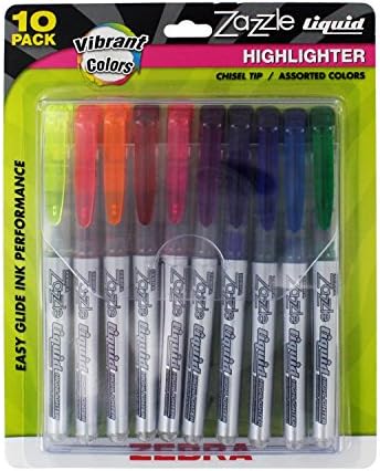 Zazzle Liquid Chisel Tip Highlighter 10/Pkg-Assorted
