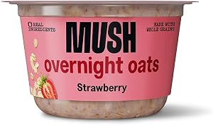 MUSH Overnight Oats - Strawberry - Good Source of Fiber, Non-GMO, Dairy Free, Gluten Free, 5oz