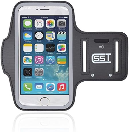 Iphone 7 plus armband, Water Resistant Sweatproof Sports Running Workout Armband SSCT fingerprint touch support Cover with Key Holder for Iphone 6/7 Plus,Black