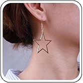 Iaceble Boho Hollow star Dangle Earrings gold star Drop Earrings big star Hook Earrings Minimalist star Earrings Jewelry for Women