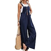 IDEALSANXUN Wide Leg Overalls for Womens Casual Cotton Linen Baggy Loose Maternity Summer Beach Jumpsuits Romper