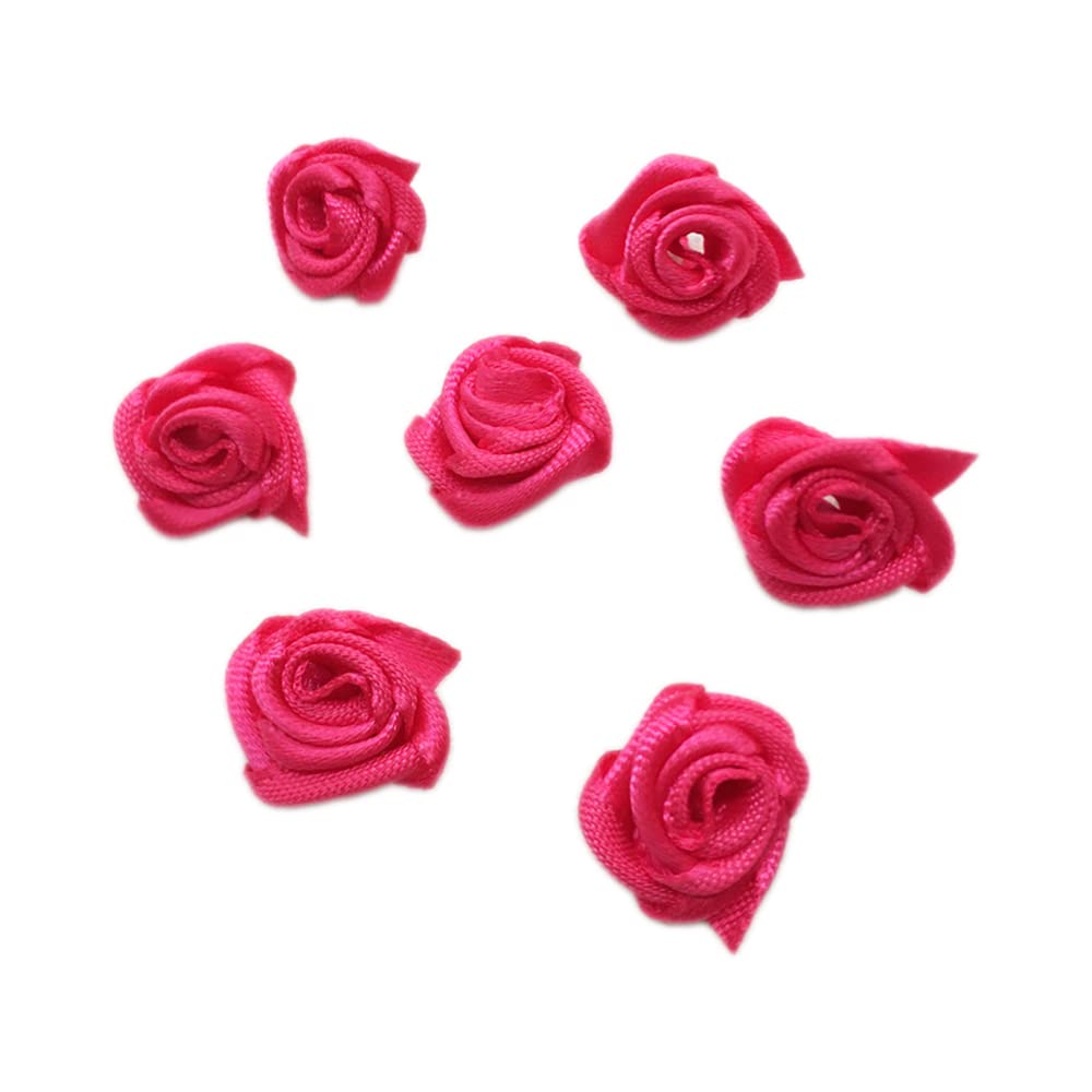 Pack of 200 Roses 1.5 cm Small Artificial Flowers Rose Heads Satin Roses Sew On Flowers Appliques for Craft Patches Decorative Roses Mini Fabric Roses DIY Accessories Home Wedding Decoration Rose