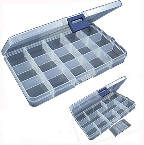 South Weekend Fishing Gear 15 Slots Adjustable Plastic Fishing Lure Hook Tackle Box Storage Case Organizer