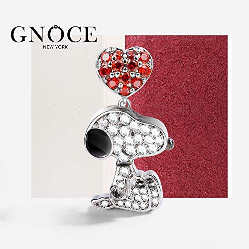 GNOCE Dog Pendant Charms with Heart Sterling Silver Live in The Present Charm Bead with Cubic Zirconia Fit Bracelet/Necklace Jewelry Gift for Women Mens (1)