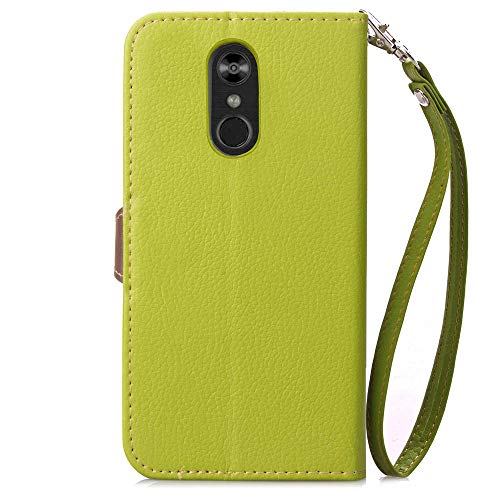 Funyye Creative Leaf Magnetic Closure Flip Case for LG Stylus 4,Premium Stylish Green Strap Wallet Case with Stand Credit Card Holder Slots Soft Silicone PU Leather Case for LG Stylus 4/LG Stylo 4