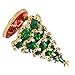 QIFU Hand Painted Enameled Green Christmas Tree Decorative Jewelry Trinket Box Hinged Unique Gift for Christmas