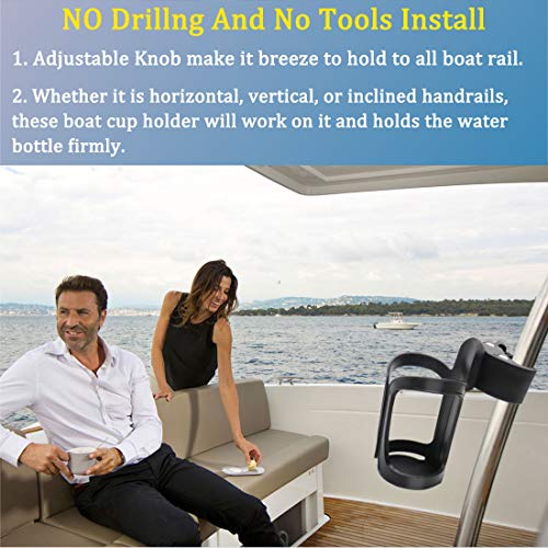 Boaton Marine Boat Rail Cup Holder, No Drilling Install Boat Drink