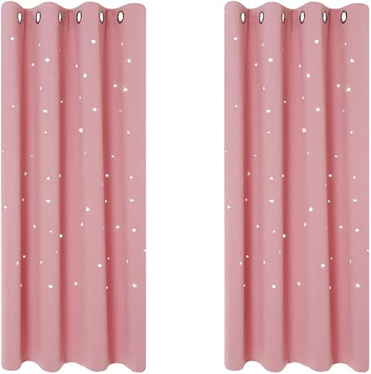 Amazon Com Buzio 2 Panels Twinkle Star Kids Room Curtains With 2