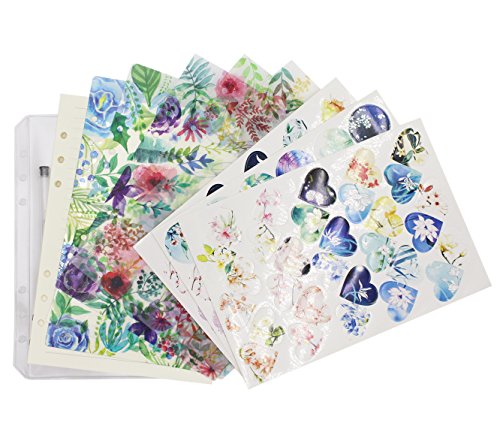 Eilova A5 6-Hole PVC Binder Notebooks Clear Refillable Journal Planner Notepad Loose Leaf Folder(1x Ruled Inner Paper+1x Zip Storage Bag+1x Page Maker + 5X Index Tabs Divider)