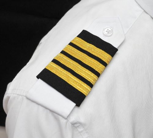 Peachtree Pilot Captain's Epaulets Four Bar Velcro Gold Metallic on Navy