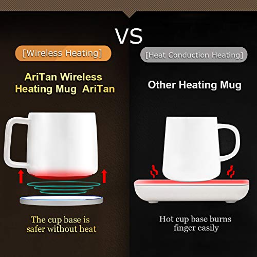 AriTan 2 in 1 Wireless Heating Mug & Wireless Charger (200ml), Support All Devices Enables Qi Standard, Constant Temperature for Keeping Warm (about 122°F/50°C) - Best Gift Idea