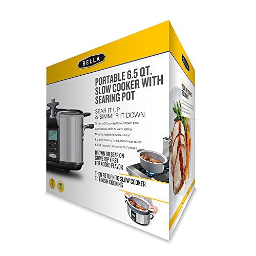 BELLA (14124) 6.5 Quart Programmable Searing Slow Cooker with Locking