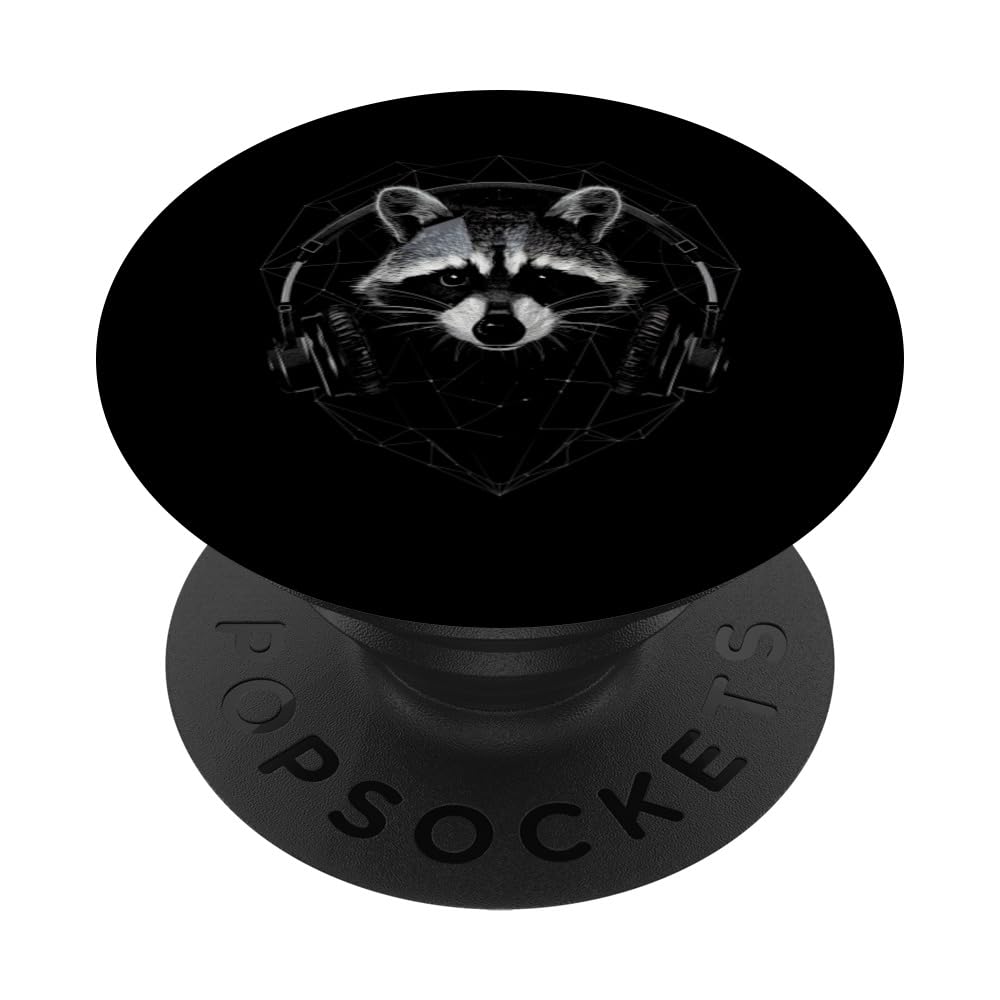 Raccoon Headphones Geometric PopSockets Swappable PopGrip