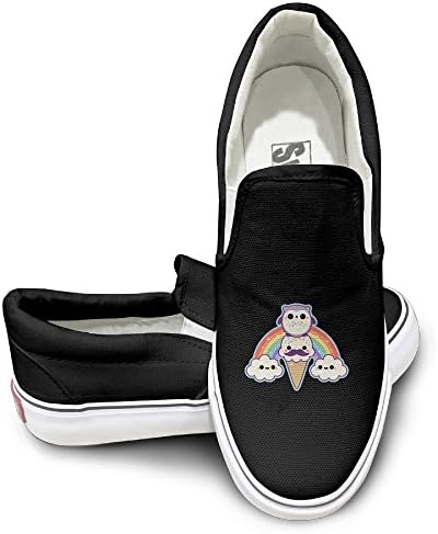 Bkjlafn Cute Owl With Ice Cream A Simple And Fashionable Bottom Canvas Shoe.