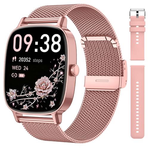 coioc Women's Smart Watch with Phone Function, 1.85 Inch HD Fitness Watch, Over 120 Sports Modes, Heart Rate Monitor and Pedometer, IP68 Waterproof (Pink)