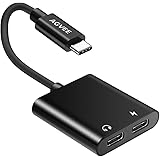 AGVEE S20 USB-C Earphones Adapter with Power, USBC Earbuds Audio & Charging Splitter, Type-C Headphone Dongle, Support…