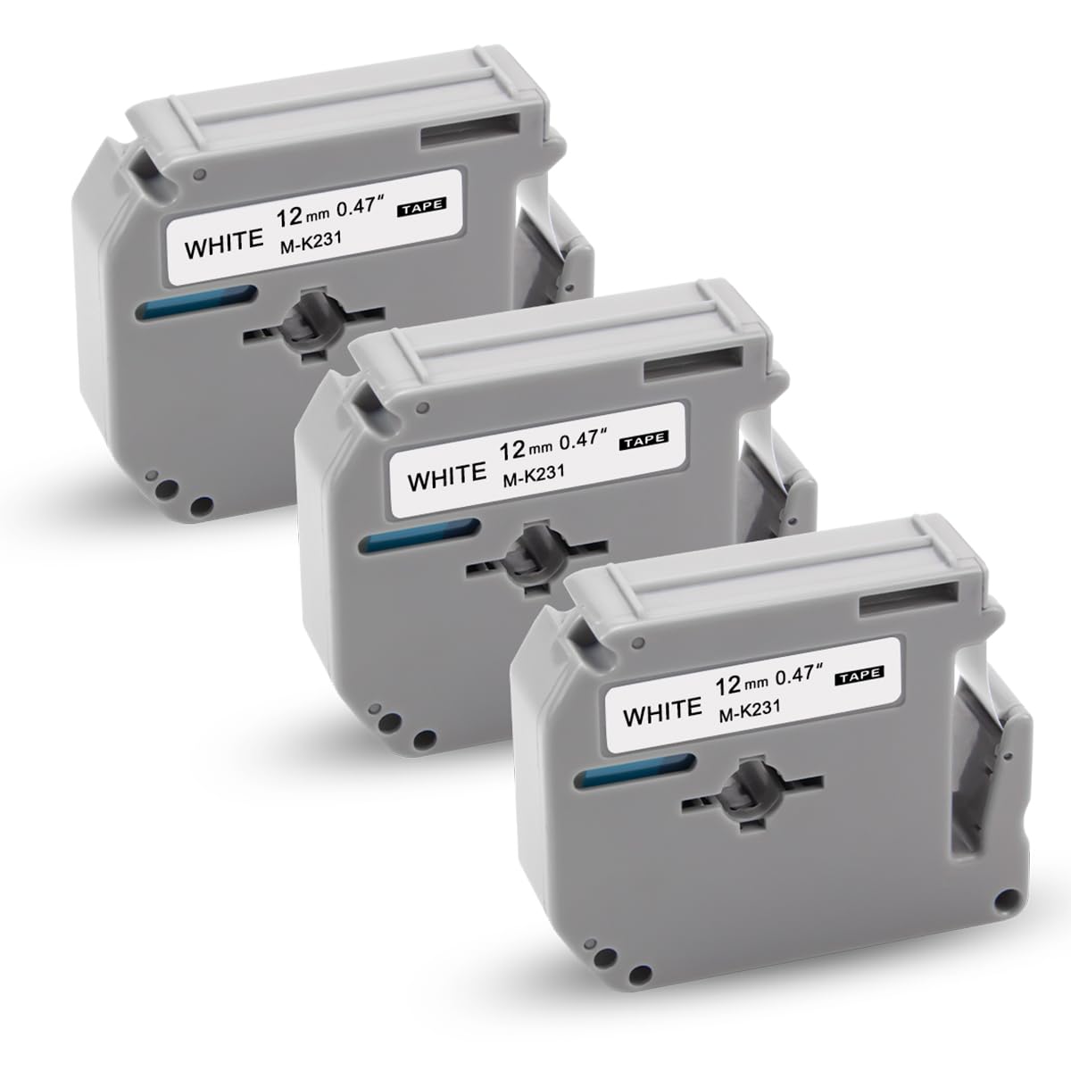 3X XemaX Compatible for Brother P-Touch Tape M-K231 MK-231 MK-231bz 12mm Black on White M Tape Compatible for Brother P-Touch Label Printer PT-M95 PT-85 PT-80 PT-65 PT-90 PT-55 PT-70 PT-100