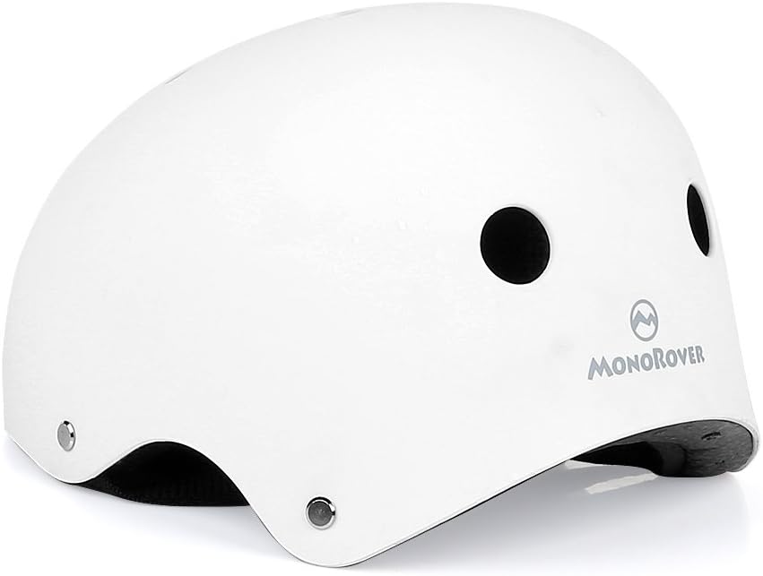 Sport Helmet, MonoRover, Multi-Sport Accessories with Adjustable Straps for Biking, Skating, Skiing or Any Other Sports that Require Protective Headgear, White (M size)
