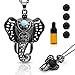 RoyAroma Essential Oil Diffuser Necklace, Elephant Aromatherapy Necklace, Black Pendant Locket with 4 Lava Stones