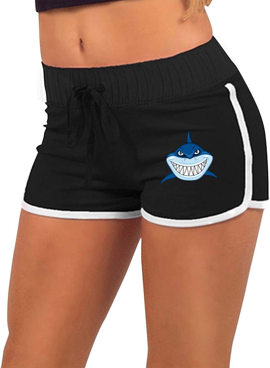 Great White Shark Smile Womam Summer Sexy Booty Shorts Drawstring Waist Active Lounge Shorts